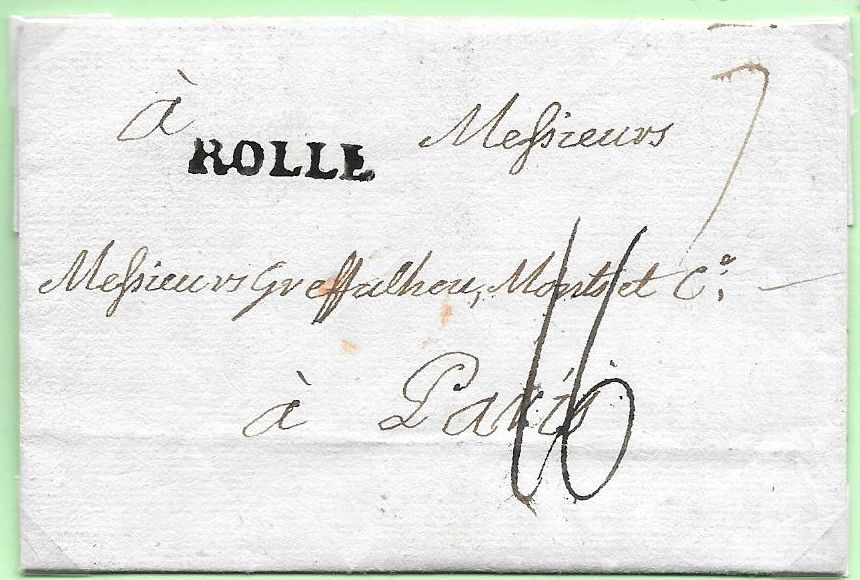 Cachet postal de Rolle de 1789. 1858.